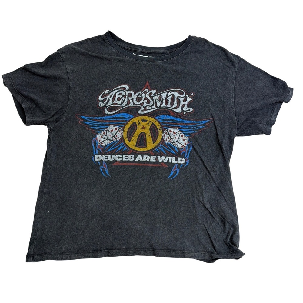 Aerosmith Deuces Are Wild Graphic T-Shirt Mens Medium Black Las Vegas Residency
